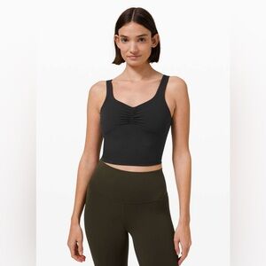 Lululemon Align tank, gathered style, cropped, fitted in size 8 in black.